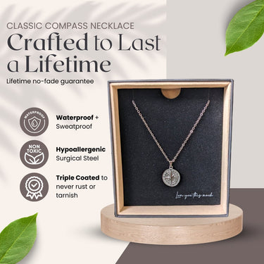 Personalized Fighter Name Compass Necklace - Gift for Sick Friend - Love You This Much